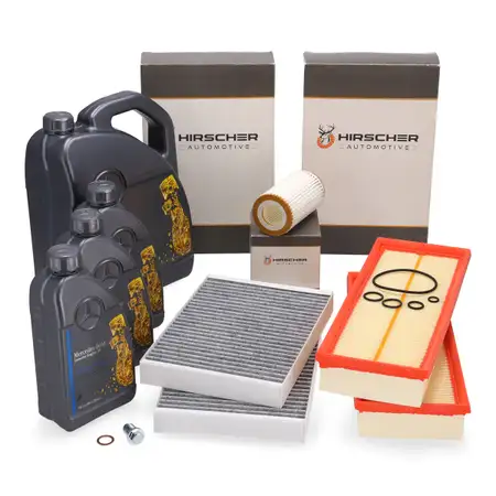 HIRSCHER Filter Set + 8L ORIGINAL 5W40 for MB 229.5 Engine Oil MERCEDES S-Class W221 S280-500