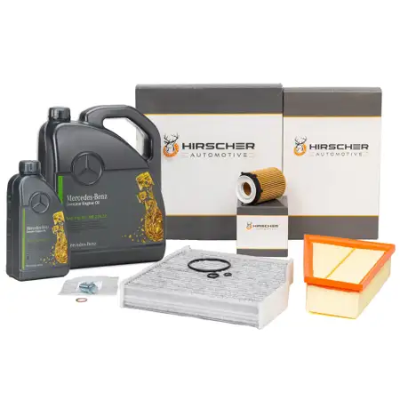 HIRSCHER Filterset + 6L ORIGINAL 5W30 MB 229.52 Motor&ouml;l f&uuml;r MERCEDES W176 W246 C/X117 M270