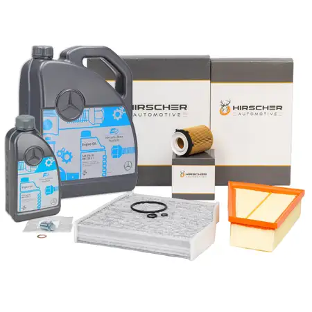 HIRSCHER Filterset + 6L ORIGINAL 5W30 Motor&ouml;l MERCEDES W176 W246 C117 X156 160-250 M270