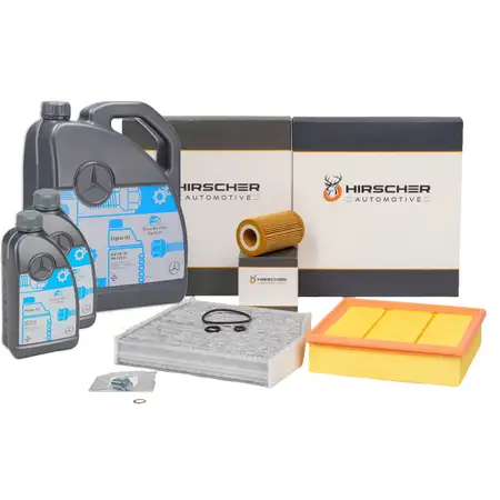 HIRSCHER Filterset 3-tlg + 7L ORIGINAL 5W30 Motor&ouml;l MERCEDES W176 W246 X117 180-220d OM651