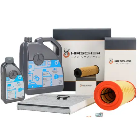 HIRSCHER Filterset + 6L ORIGINAL 5W30 Motor&ouml;l MERCEDES E-Klasse W211 E200 Kompressor M271