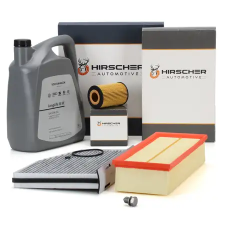 HIRSCHER Filterset 3-tlg + 5L ORIGINAL 0W30 Motor&ouml;l f&uuml;r VW Tiguan 5N AUDI 8U 2.0 TDI