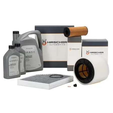 HIRSCHER Filterset 3-tlg + 7L ORIGINAL 0W30 Motor&ouml;l f&uuml;r AUDI A4 B8 A5 8T 8F Q5 2.7/3.0 TDI