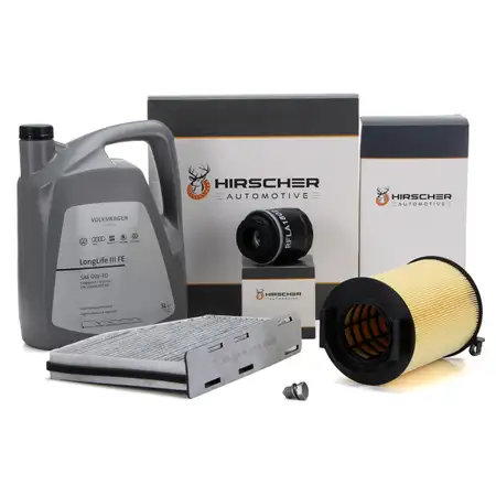 HIRSCHER Filterset + 5L ORIGINAL 0W30 Motor&ouml;l f&uuml;r VW Golf 6 Passat B6 B7 AUDI 1.2/1.4 TSI