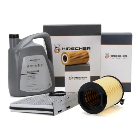 HIRSCHER Filterset + 5L ORIGINAL 0W30 Motor&ouml;l f&uuml;r VW Golf 5 Passat Touran AUDI 8P 2.0 FSI