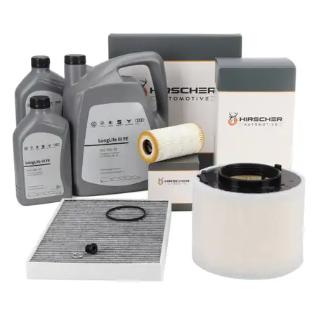 HIRSCHER Filterset 3-tlg + 7L ORIGINAL 0W30 Motor&ouml;l f&uuml;r AUDI S4 B9 S5 F5 TDI 347 PS