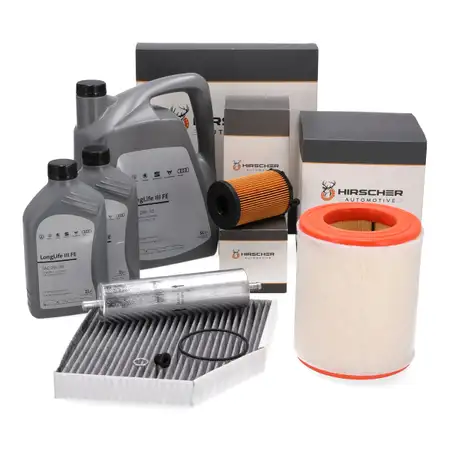 HIRSCHER Filterset 4-tlg + 7L ORIGINAL 0W30 Motor&ouml;l f&uuml;r AUDI A6 C7 A7 4G 3.0 TDI 204-326