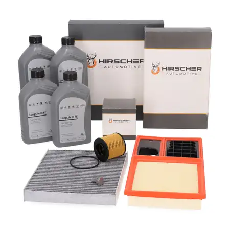 HIRSCHER Filterset + 4L ORIGINAL 0W30 Motor&ouml;l f&uuml;r VW Polo 5 1.4 Ibiza 4 Fabia 2 1.6