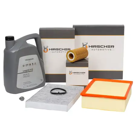 HIRSCHER Filterset + 5L ORIGINAL 0W30 Motor&ouml;l f&uuml;r AUDI A4 8E B7 SEAT Exeo 2.0 TFSI