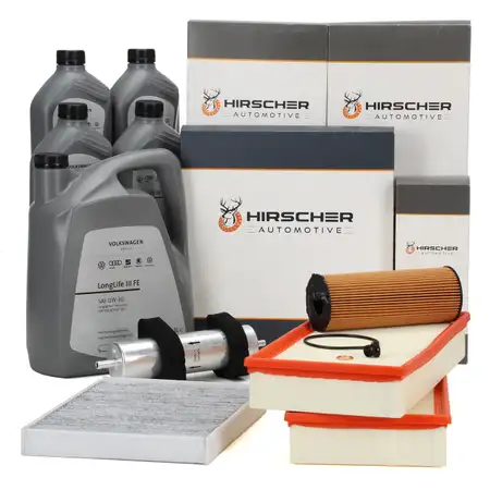 HIRSCHER Filterset 4-tlg + 9L ORIGINAL 0W30 Motor&ouml;l f&uuml;r AUDI Q7 4LB 4.2 TDI 340 PS CCFC
