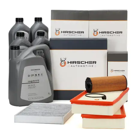 HIRSCHER Filterset 3-tlg + 9L ORIGINAL 0W30 Motor&ouml;l f&uuml;r AUDI Q7 4LB 4.2 TDI quattro 340 PS