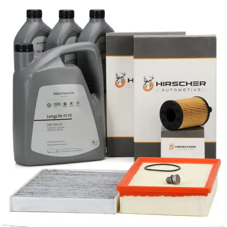 HIRSCHER Filterset 3-tlg + 8L ORIGINAL 0W30 Motor&ouml;l f&uuml;r VW Multivan 1.9/2.5 TDI