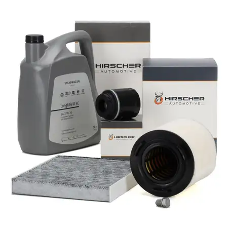 HIRSCHER Filterset + 5L ORIGINAL 0W30 Motor&ouml;l f&uuml;r VW Polo 5 AUDI A1 8X 1.2/1.4 TSI 06.2010