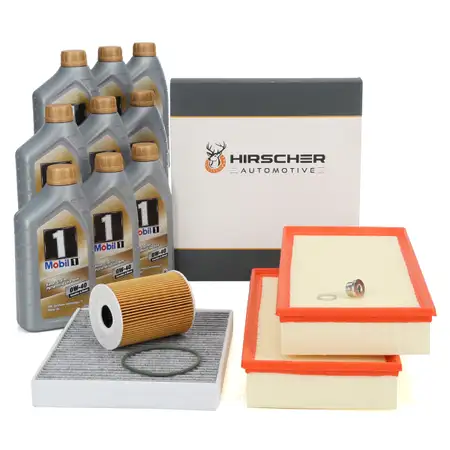 HIRSCHER Filterset + 9L Mobil 1 FS 0W-40 Motor&ouml;l f&uuml;r PORSCHE Cayenne 9PA S/GTS/Turbo S 4.8