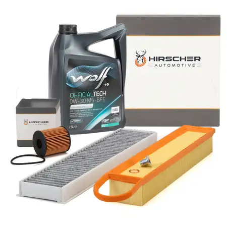 HIRSCHER Filterset + 5L WOLF 0W30 Motor&ouml;l f&uuml;r MINI R56 R55 R60 R61 One / Cooper N12 N16
