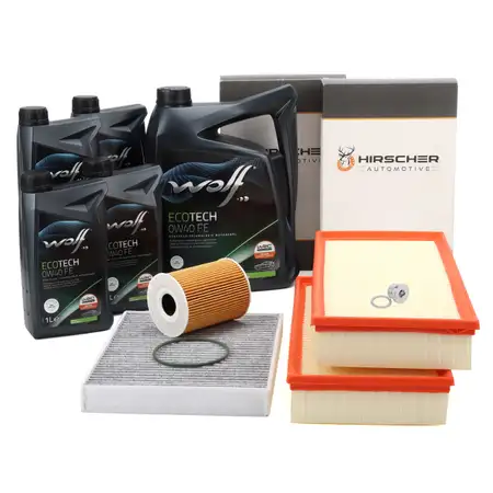 HIRSCHER Filter Set + 9L WOLF 0W40 FE Engine Oil for PORSCHE Cayenne (9PA) S/GTS/Turbo S 4.8