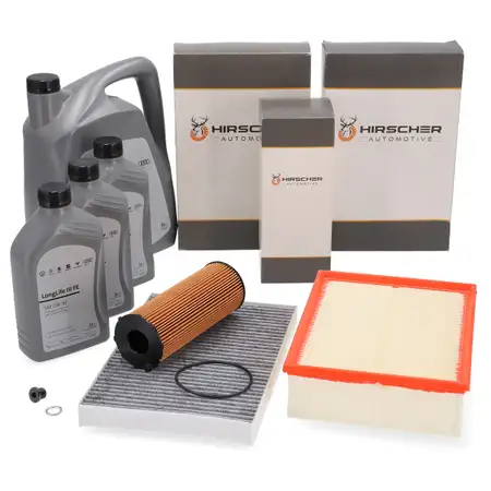 HIRSCHER Filterset 3-tlg + 8L ORIGINAL 0W30 f&uuml;r AUDI A4 B7 2.7/3.0 TDI 163-233 PS ab Fgst.