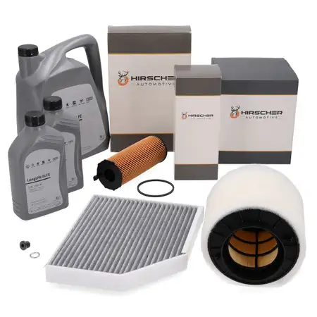 HIRSCHER Filterset 3-tlg + 7L ORIGINAL 0W30 f&uuml;r AUDI A4 B8 A5 88T 8F 2.7/3.0 TDI bis Fgst.