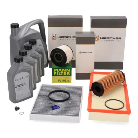 HIRSCHER Filterset 4-tlg + 9L ORIGINAL 0W30 f&uuml;r AUDI Q7 4LB Touareg 7L 3.0 TDI bis Fgst.