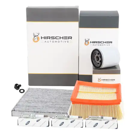 HIRSCHER Filterset + 3x ORIGINAL Z&uuml;ndkerze f&uuml;r FORD Fiesta 6 Ecosport B-Max 1.0 EcoBoost