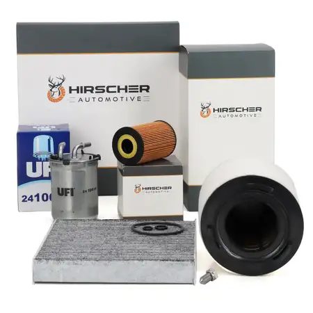 HIRSCHER Filter-Set 4-tlg f&uuml;r AUDI A1 8X 1.6 TDI ab 06.2012 2.0 TDI 90-143 PS