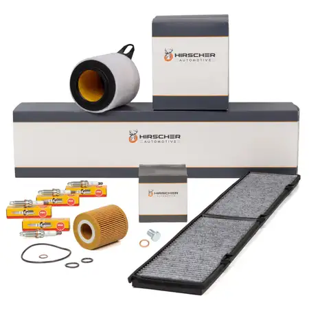 HIRSCHER Filterset + 4x NGK Z&uuml;ndkerze f&uuml;r BMW 1er E81-88 116-120i 3er E90-93 N42 318i 320i