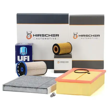 HIRSCHER Filter-Set 4-tlg f&uuml;r VW Golf 7 Passat B8 Tiguan Touran AUDI A3 8V Q2 1.6/2.0 TDI