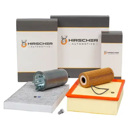 HIRSCHER Filter-Set 4-teilig f&uuml;r AUDI A4 B6 1.9 TDI B7 1.9/2.0 TDI 101/116/130/136/140 PS