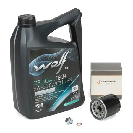 5L WOLF 5W30 C2/C3 P/RN Motor&ouml;l + HIRSCHER &Ouml;lfilter f&uuml;r RENAULT DACIA NISSAN