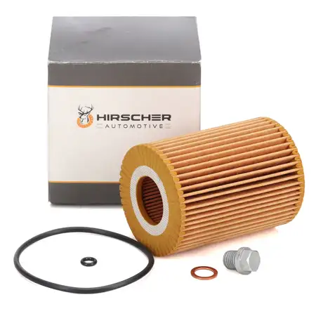 HIRSCHER Oil Filter + Screw for MERCEDES W203, W204, W211, W212, W463, W166, W251, W221 OM642