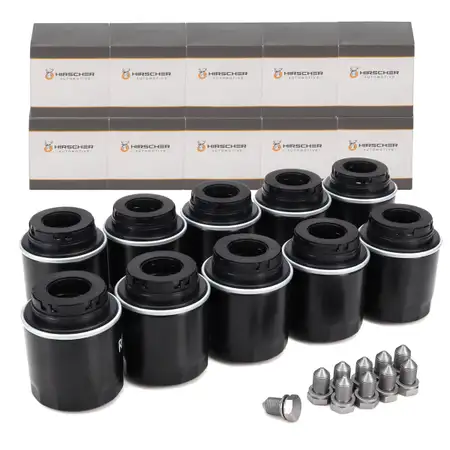 10x HIRSCHER &Ouml;lfilter + Schraube f&uuml;r VW Golf 6 Passat B6 Polo 5 Tiguan Touran 1.2/1.4 TSI