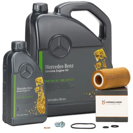 6L ORIGINAL 5W30 MB 229.52 Motor&ouml;l + HIRSCHER &Ouml;lfilter f&uuml;r MERCEDES-BENZ OM651