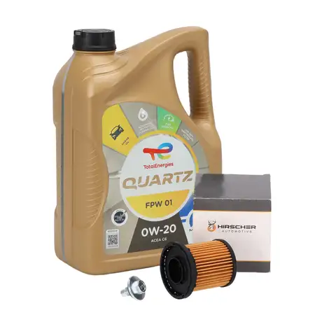 5L TOTAL QUARTZ FPW 01 0W-20 + HIRSCHER &Ouml;lfilter f&uuml;r OPEL Insignia B 2.0 CDTi F20DVH