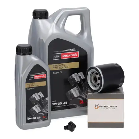 6L MOTORCRAFT 5W30 A5 Motor&ouml;l + HIRSCHER &Ouml;lfilter f&uuml;r FORD Focus 2 Mondeo 4 S-Max 1.8 TDCi