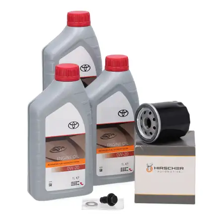 3L ORIGINAL 0W20 Motor&ouml;l + HIRSCHER &Ouml;lfilter f&uuml;r TOYOTA Aygo / X IQ Yaris 1.0 1.3
