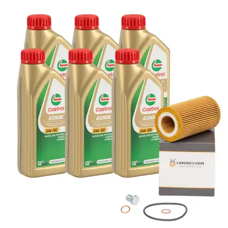 6L CASTROL EDGE 5W-30 M LL-04 Motor&ouml;l + HIRSCHER &Ouml;lfilter f&uuml;r BMW E46 318d 320d 520d M47