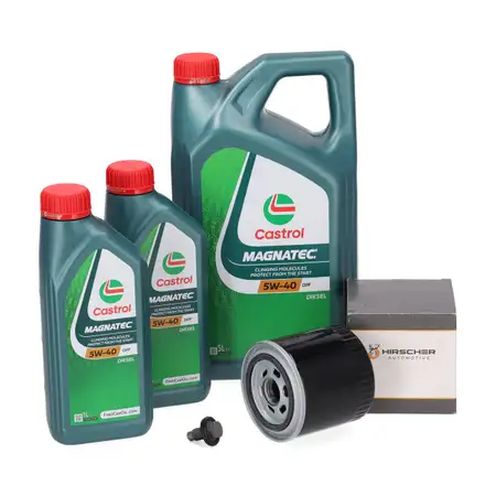 7L CASTROL MAGNATEC 5W-40 Motor&ouml;l + HIRSCHER &Ouml;lfilter f&uuml;r FORD Mondeo 1 2 3 Maverick V6