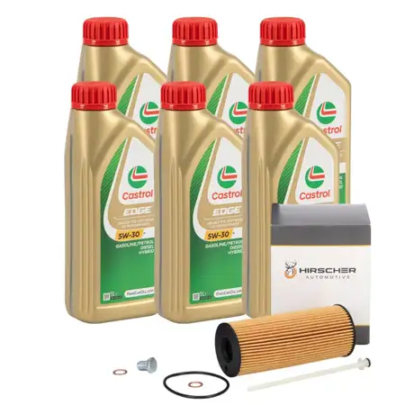 6L CASTROL EDGE 5W-30 M LL-04 + HIRSCHER &Ouml;lfilter f&uuml;r BMW E81-88 E90-93 E60/61 X1 X3 N47