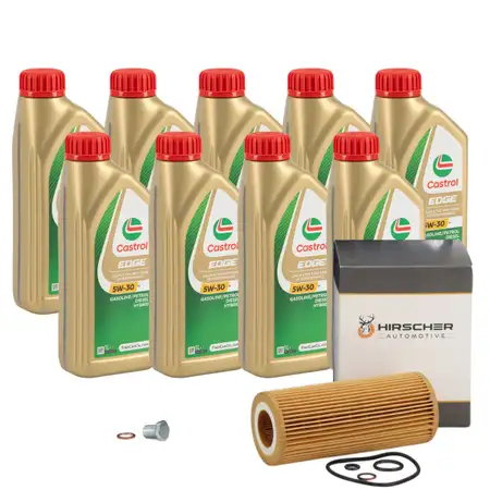 9L CASTROL EDGE 5W-30 M LL-04 + HIRSCHER &Ouml;lfilter f&uuml;r BMW E46 E90-93 E60/61 X3 X5 M57 N57