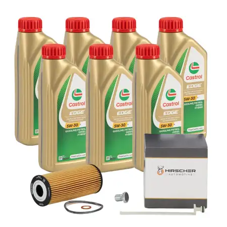 7L CASTROL EDGE 5W-30 M LL-04 + HIRSCHER &Ouml;lfilter BMW F30-34 F32-36 F10/11 X3 X4 X5 X6 N57