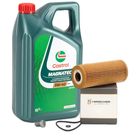 5L CASTROL MAGNATEC 5W-40 DPF Motor&ouml;l + HIRSCHER &Ouml;lfilter f&uuml;r VW Golf 4 B5.5 1.9 TDI