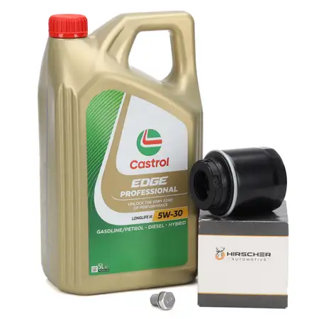 5L CASTROL EDGE LONGLIFE 3 5W-30 Motor&ouml;l + HIRSCHER &Ouml;lfilter f&uuml;r VW Golf 6 1.2/1.4 TSI
