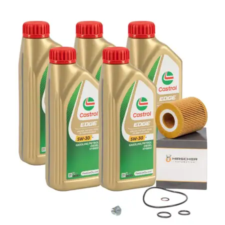 5L CASTROL EDGE 5W-30 M LL-04 Motor&ouml;l + HIRSCHER &Ouml;lfilter f&uuml;r BMW 1er N40 N42 N43 N45 N46