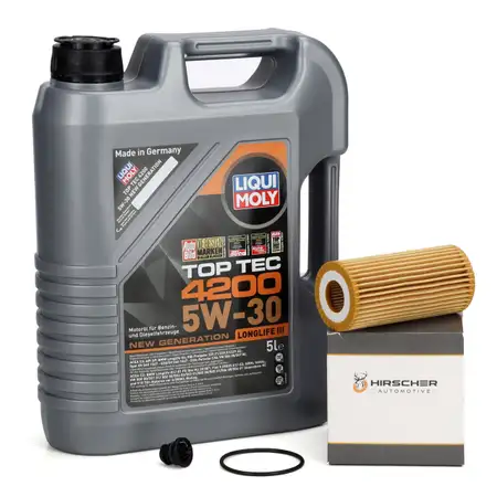 5L LIQUI MOLY TOP TEC 4200 5W30 Motor&ouml;l + HIRSCHER &Ouml;lfilter f&uuml;r VAG 1.8/2.0 TFSI 06L115562