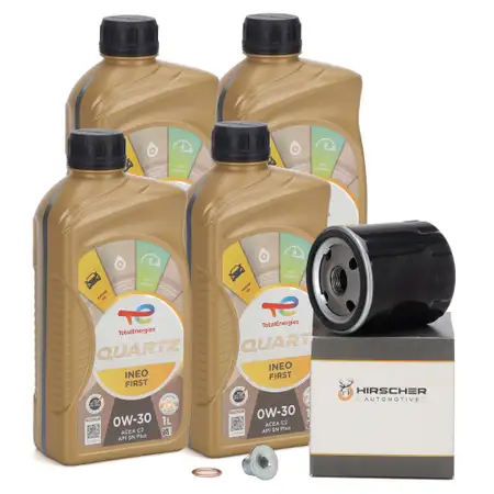 4L TOTAL QUARTZ INEO FIRST 0W-30 Motor&ouml;l + HIRSCHER &Ouml;lfilter f&uuml;r CITROEN OPEL 1.0 1.2