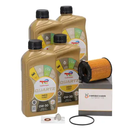 4L TOTAL INEO FIRST 0W30 + HIRSCHER &Ouml;lfilter f&uuml;r FIAT FORD MAZDA MINI PSA VOLVO 1.4-1.6D