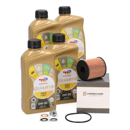 4L TOTAL INEO FIRST 0W30 + HIRSCHER &Ouml;lfilter f&uuml;r FIAT FORD LANCIA MITSUBISHI PSA TOYOTA