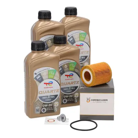 4L TOTAL INEO XTRA FIRST 0W20 Motor&ouml;l + HIRSCHER &Ouml;lfilter f&uuml;r PSA FORD OPEL TOYOTA 1.5D