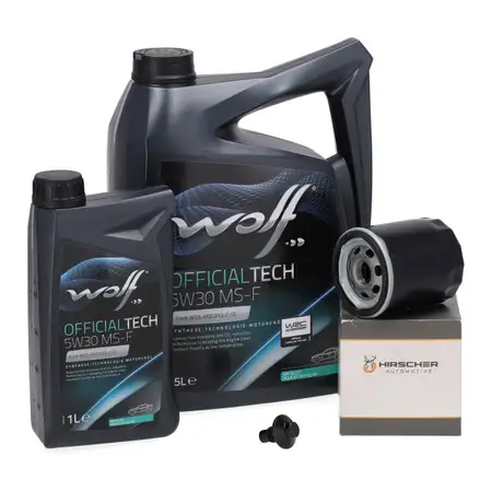 6L WOLF 5W30 MS-F Motor&ouml;l + HIRSCHER &Ouml;lfilter f&uuml;r FORD Focus 2 Mondeo 4 S-Max WA6 1.8 TDCi