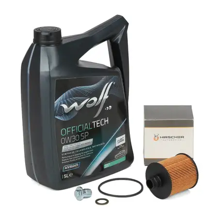 5L WOLF 0W30 SP Motor&ouml;l + HIRSCHER &Ouml;lfilter f&uuml;r ALFA ROMEO FIAT OPEL LANCIA 1.6/2.0D